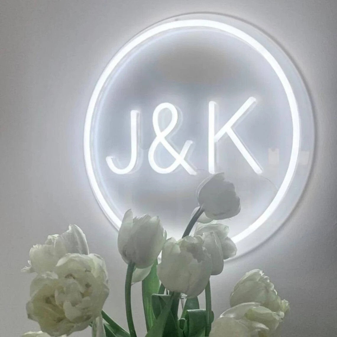 Round Neon Light with Initials image 0