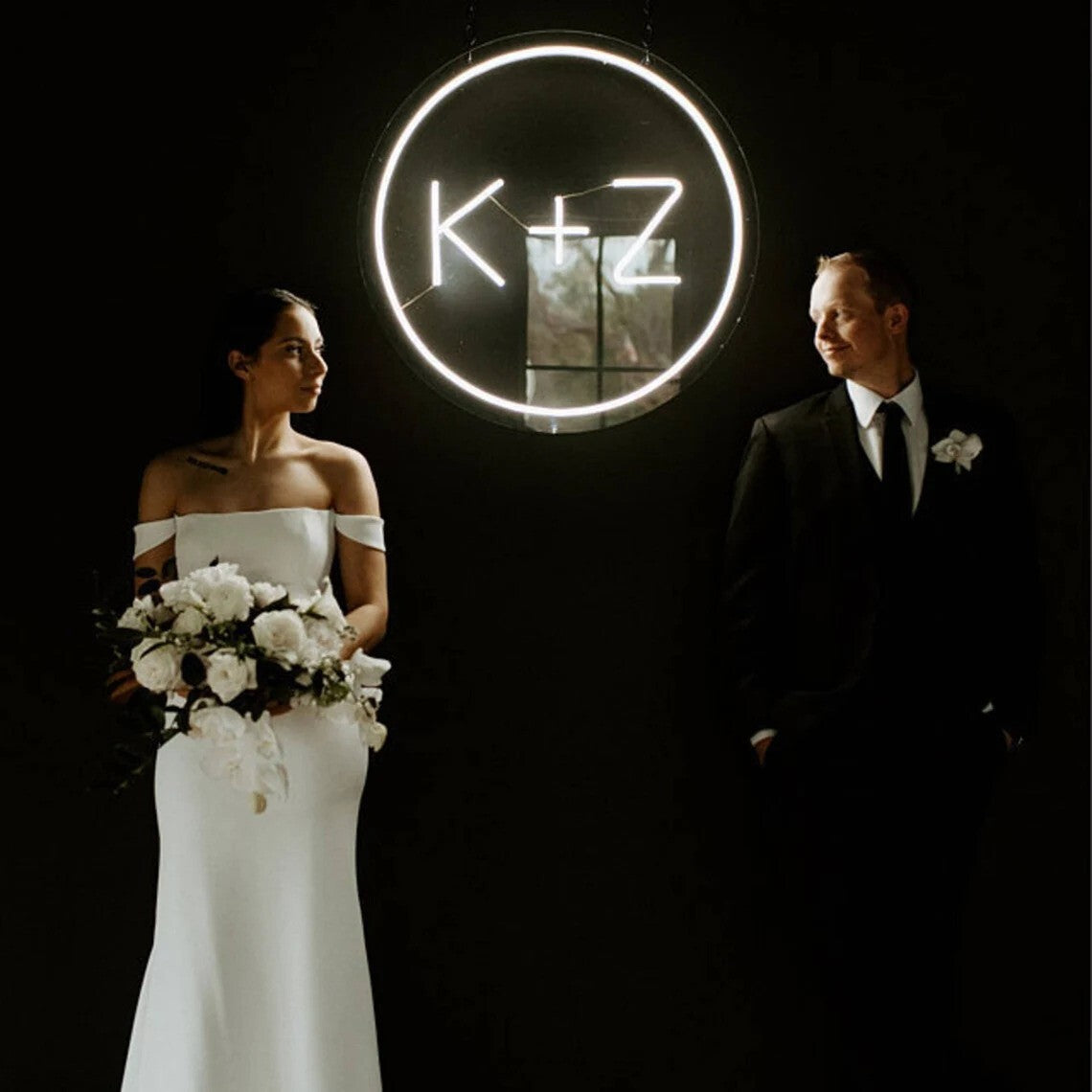 Round Neon Light with Initials image 3