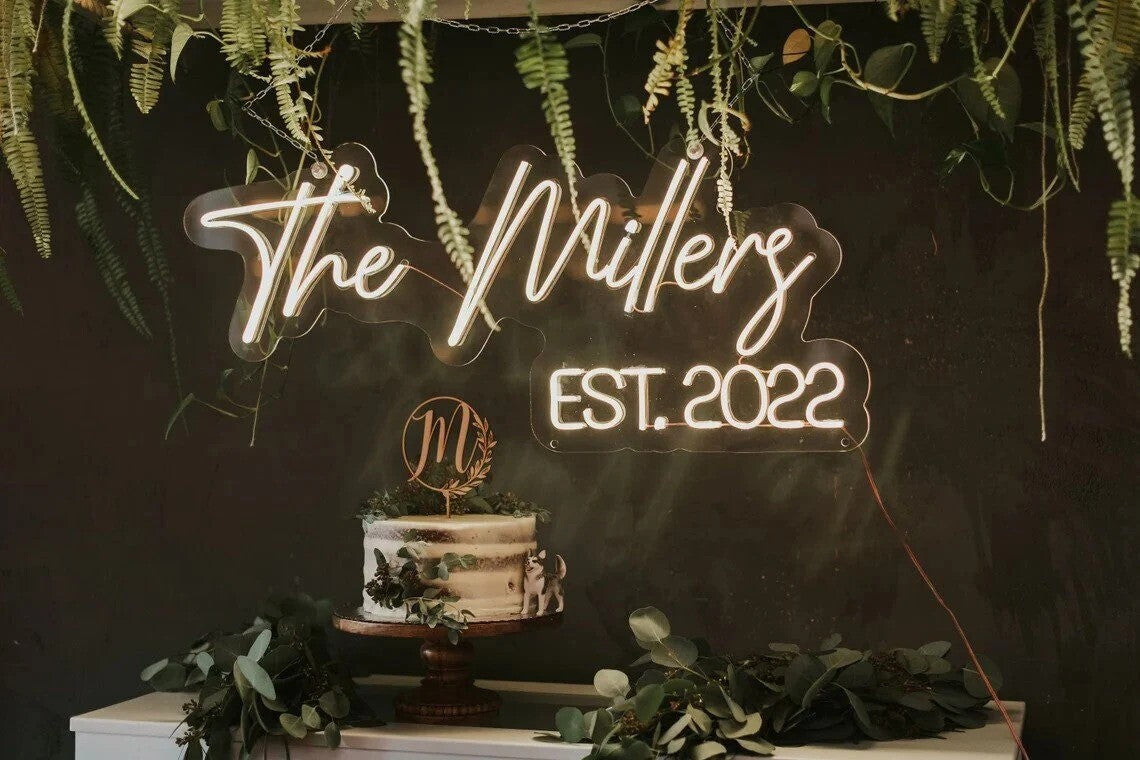 Wedding Neon Sign + EST Date image 0