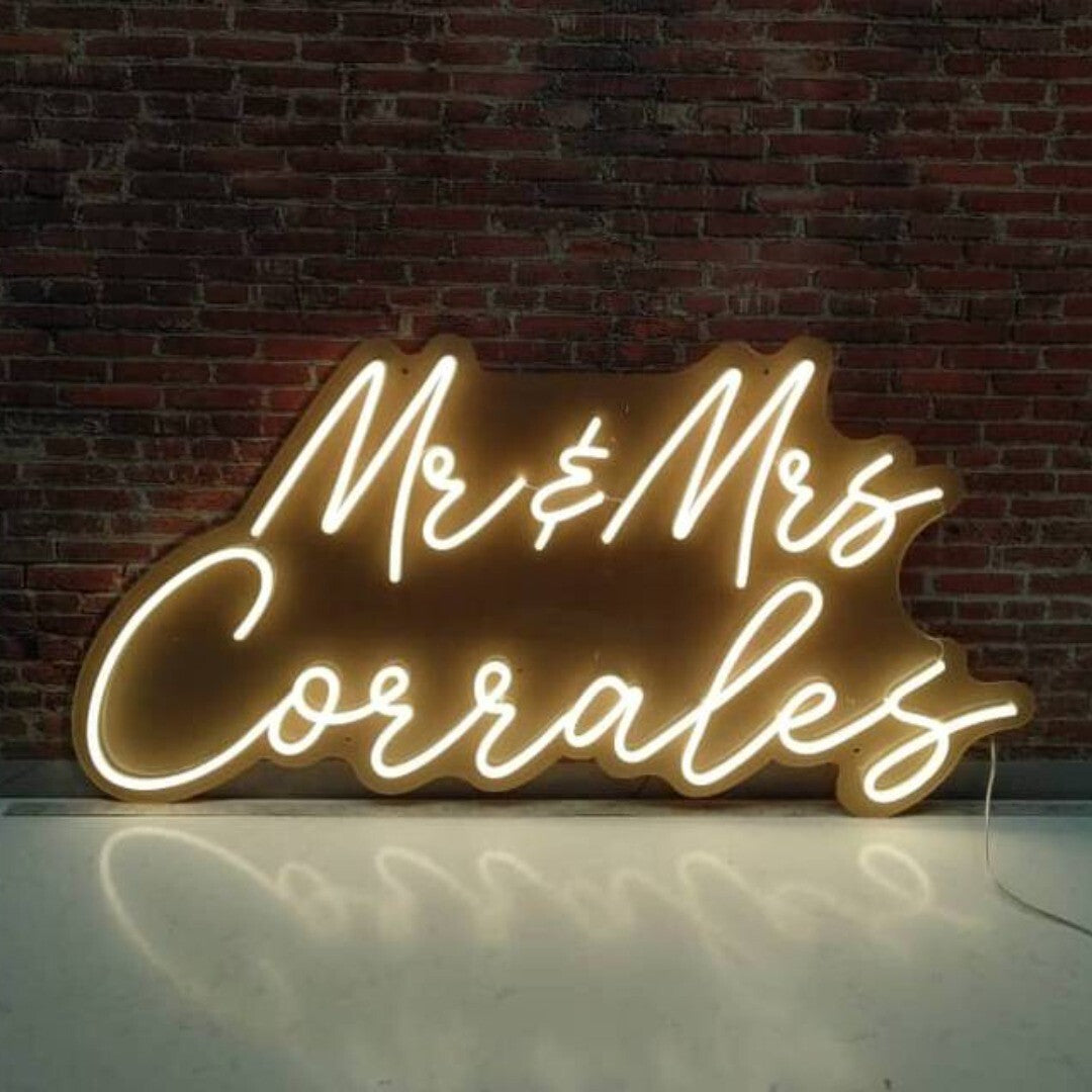 Mr & Mrs + Last Name Neon Wedding Sign image 2