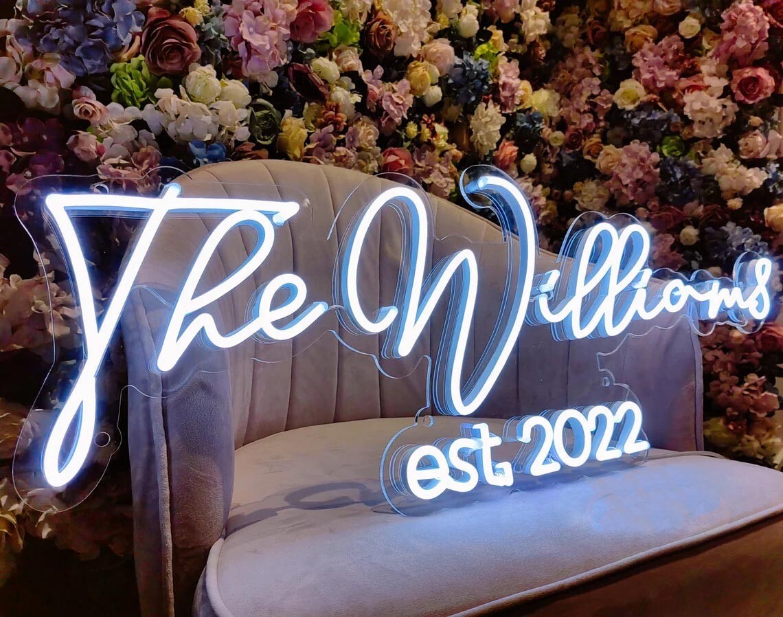 Wedding Neon Sign + EST Date image 1
