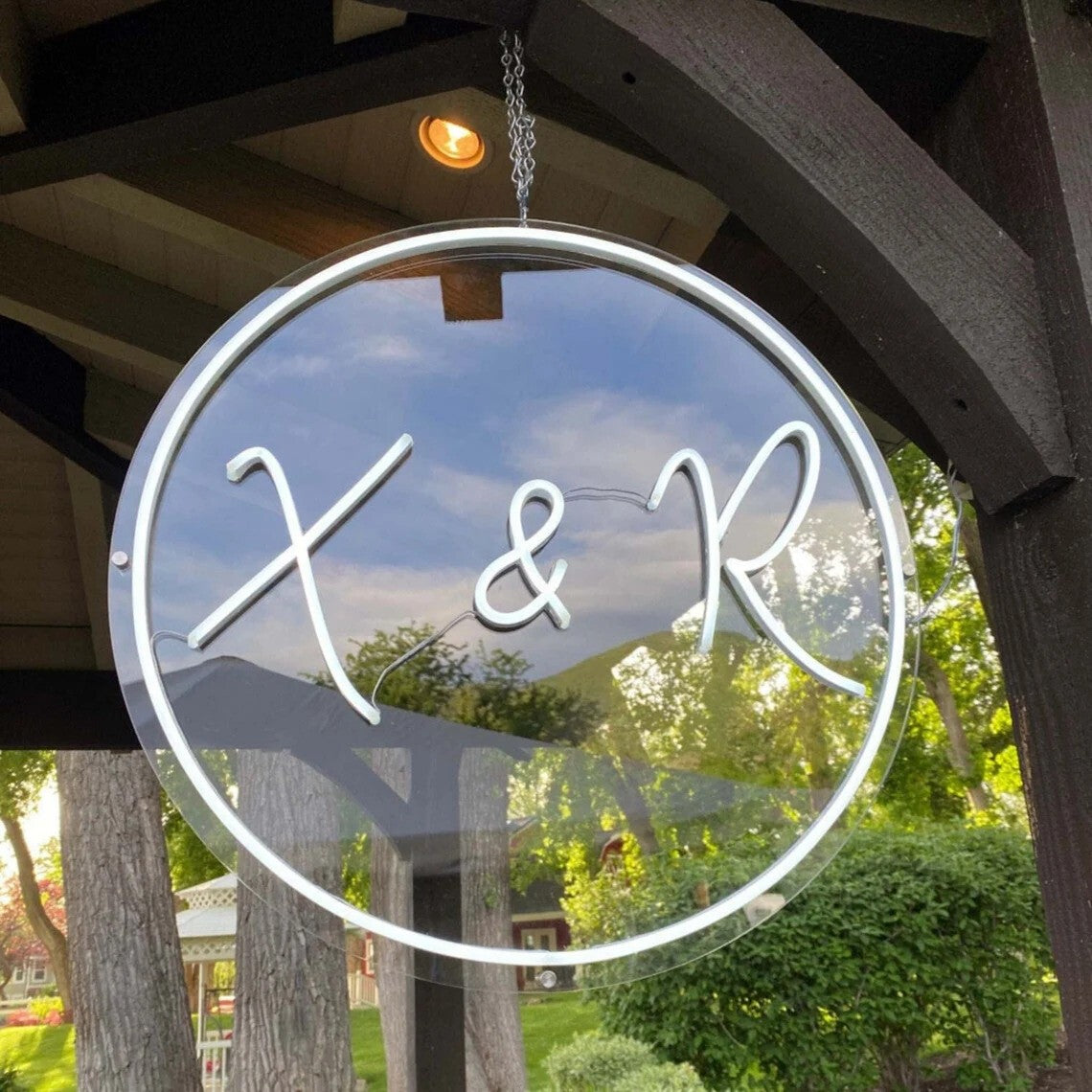 Wedding Round Neon Sign with Initials image 2