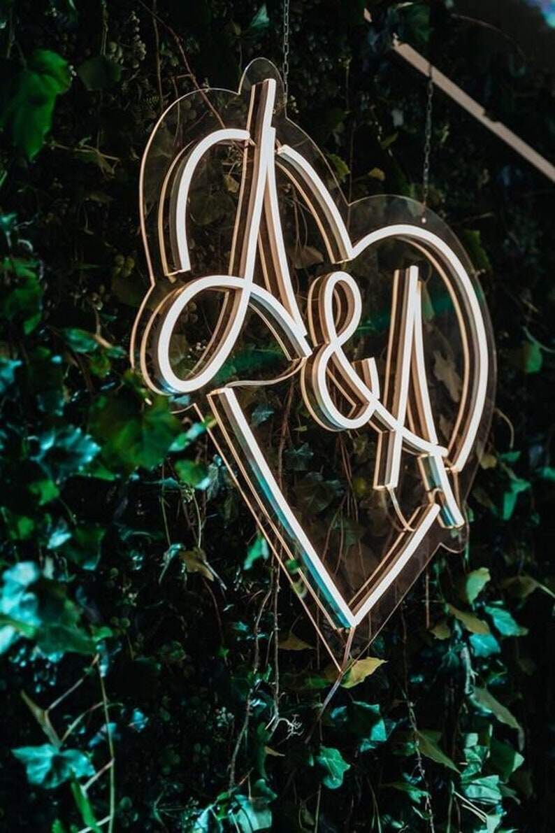 Wedding Heart Neon Sign with Initials  image 0