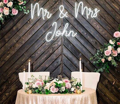 Mr & Mrs + Last Name Neon Wedding Sign image 3