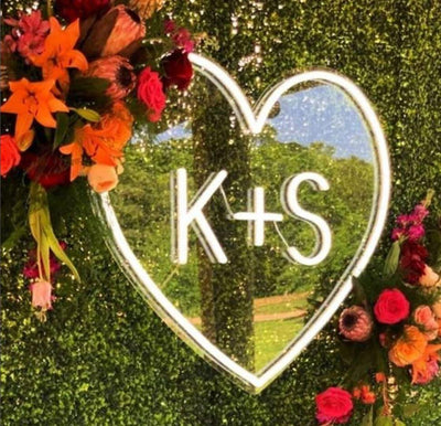 Wedding Heart Neon Sign with Initials  image 3