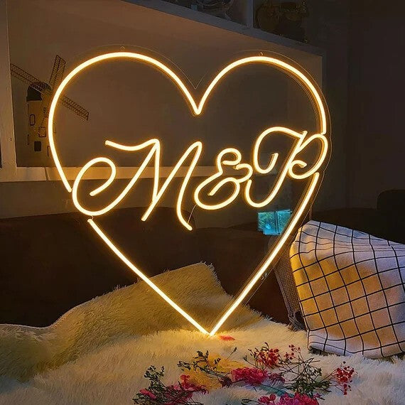Wedding Heart Neon Sign with Initials  image 2