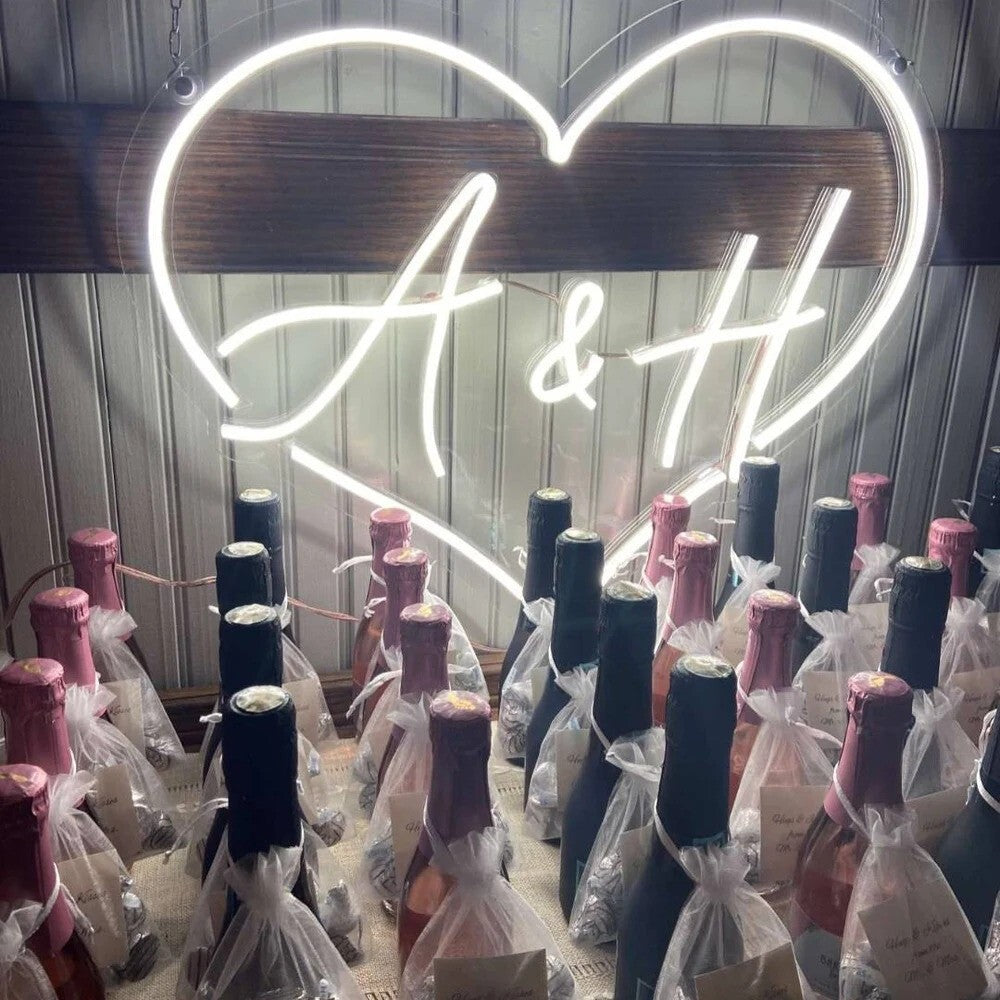 Wedding Neon Sign Heart Shape with Initials image 0