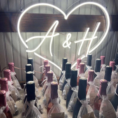 Wedding Neon Sign Heart Shape with Initials image 0