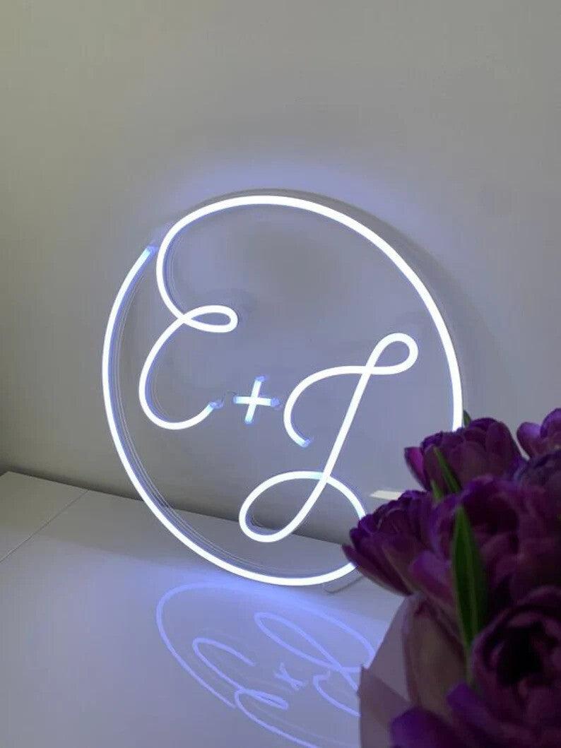 Wedding Round Neon Sign with Initials image 3